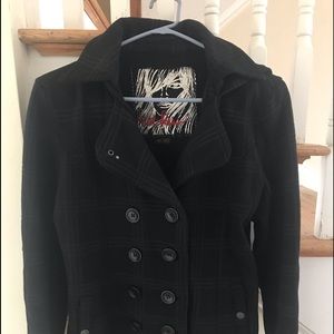 Like new pea coat with hood